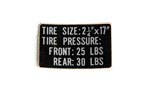 Vintage Tire Pressure Sticker